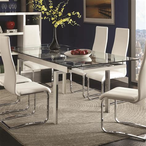 Coaster (old) Modern Dining 106281 Contemporary Glass Dining Table with ...