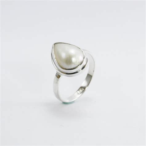 Handmade Ring Design Sterling Silver With Genuine Tear Drop Shape