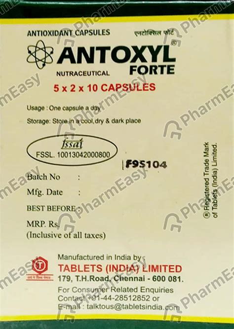 Buy Antoxyl Forte Strip Of 10 Capsules Online At Flat 15 Off Pharmeasy