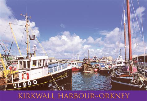 Medium Postcard Kirkwall Harbour Orkney pack of 50 - Island Blue