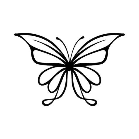 Arte De L Nea De Mariposa Logotipo De Icono De Tatuaje De L Nea De