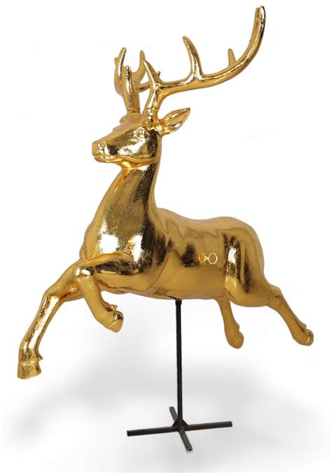 Gold Christmas Reindeer Statue Taking Off Life Size