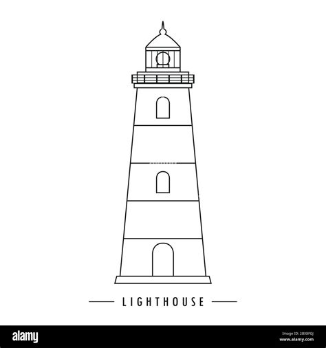 Lighthouse Outline Drawing Isolated On White Vector Illustration Eps