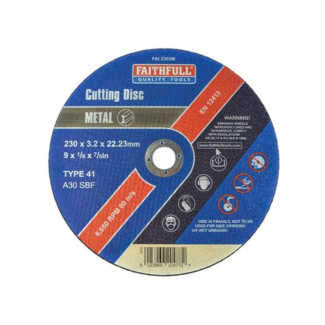 Faithfull Fai2303m Metal Cut Off Disc 230 X 32 X 2223mm Rapid Online