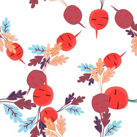 Hand drawn radish seamless pattern. Radish with leaves backdrop. 12881415 Vector Art at Vecteezy