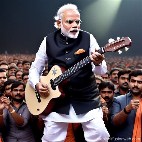 Modi's Rockstar Guitar Concert | Stable Diffusion Online