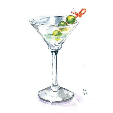 Martini Watercolor Sold Print Only Nemaa