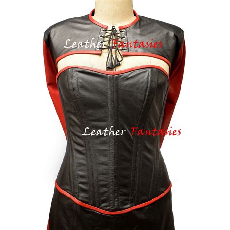 Leather Corset Dress With Armbinder Corset Kleid Leather Steel Boned ...