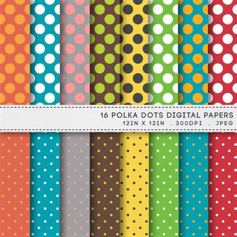 Polka Dots Digital Printable Paper Pack