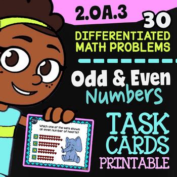 Odd Even Numbers Task Cards 2nd Grade Activity Fun 2 OA 3 Assessment