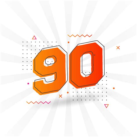 90 Number Vector Font Alphabet Number 90 With Decorative Element Stock