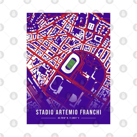 Stadio Artemio Franchi Map Design - Purple - Fiorentina - T-Shirt ...