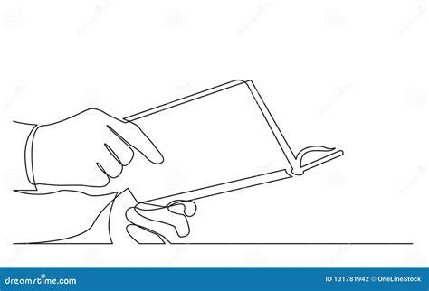 Continuous Line Drawing Of Hands Holding Book Stock Vector