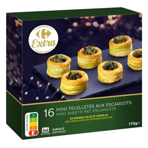 Mini feuilletés escargots beurre ail et persil CARREFOUR la boite de