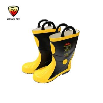 Fire Resistance Fireman Rubber Safety Boots With Steel Sole Protection ...