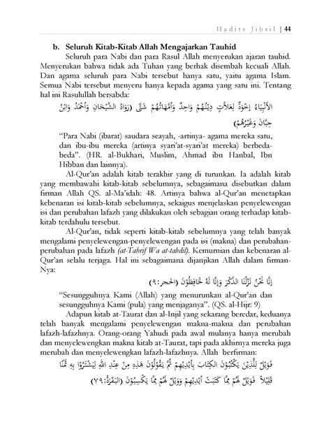 Tugas Agama Hadist Jibril 56 H A D I T S J I B R I L 44 B Seluruh Kitab Kitab Allah