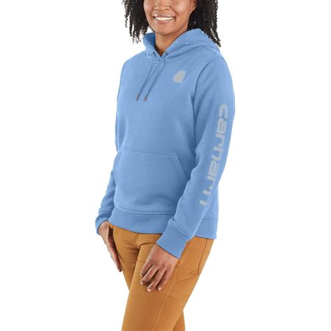 Carhartt Womens Relaxed Fit Midweight Logo Sleeve Graphic Hoodie