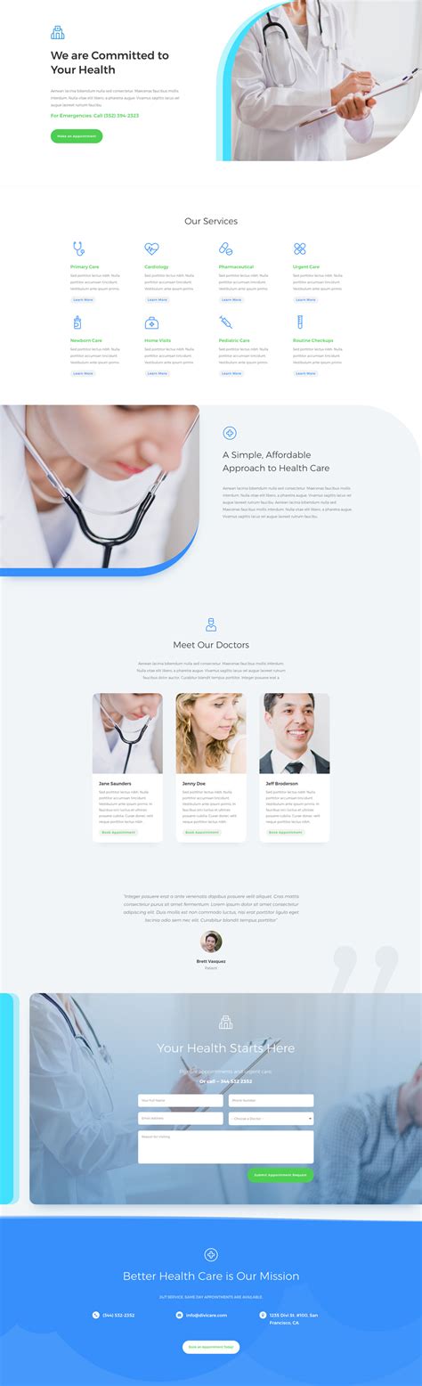 Doctor S Office Home Page Divi Layout By Elegant Themes