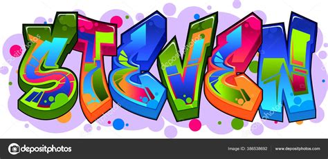 Steven Graffiti Name Text Design Stock Vector Image By MindGem 386538692