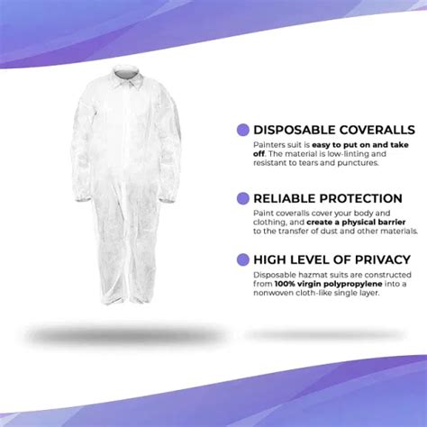 Dropship Amz White Disposable Coveralls For Men Large 40 Gsm