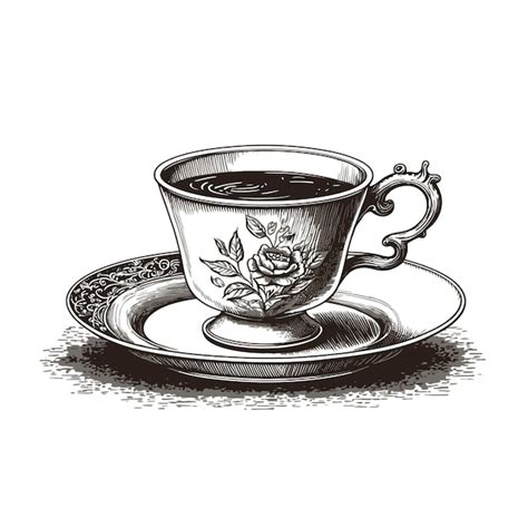 Premium Vector | Cup of coffee Black color in sketch style Vector illustration