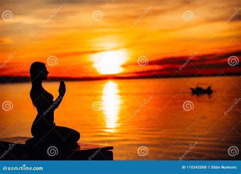 Carefree Calm Woman Meditating In Nature Finding Inner Peace Yoga