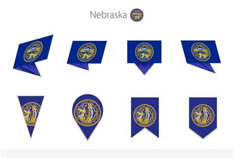 Nebraska US State flag collection, eight versions of Nebraska vector ...