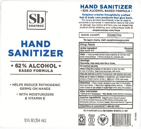 Hand Sanitizer 62 Alcohol Based Formula