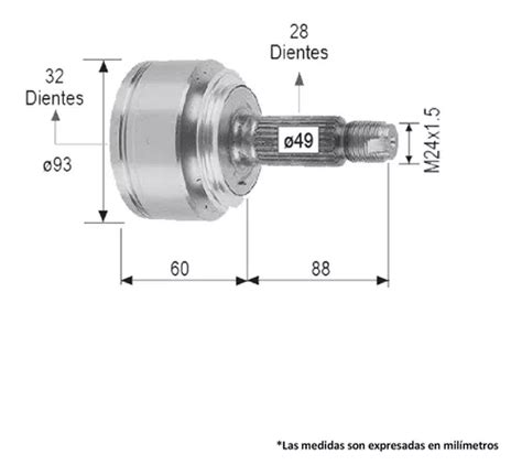 Espiga Lado Rueda junta Homocinetica Honda Element 28x32 Envío gratis