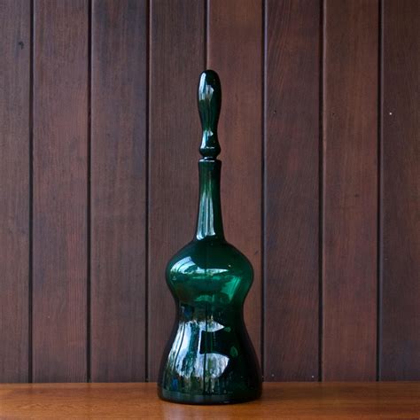 Joel Myers Emerald Green Blenko Genie Bottle Vase Retro Midcentury Art Glass For Sale At 1stdibs