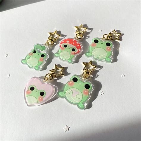 Frog Keychain Cute Frog Keychain Acrylic Keychain Single Etsy