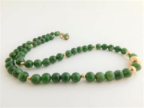 Vintage Nephrite Jade And Kgf Necklace T Gem