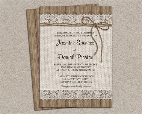 Rustic Burlap Wedding Invitation, DIY Printable Rustic Wedding ...