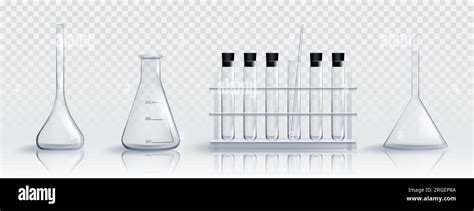 Realistic Set Of Laboratory Glassware Isolated On Transparent