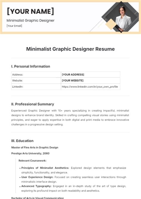 Free Minimalist Graphic Designer Resume Template Edit Online