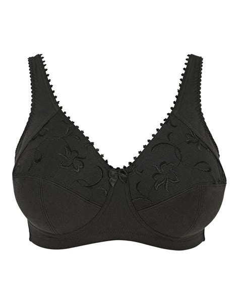 Royce Lingerie Grace Wirefree Cotton Full Cup Support Bra In Black Myer