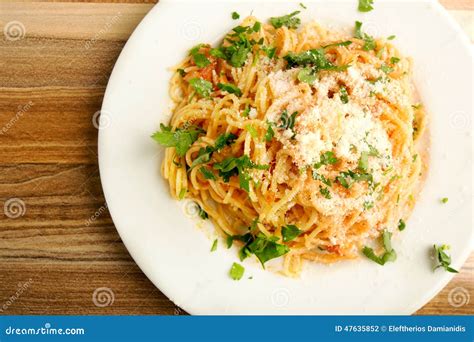 Spaghetti with Tomato Sauce Cheese Stock Photo - Image of healthy ...