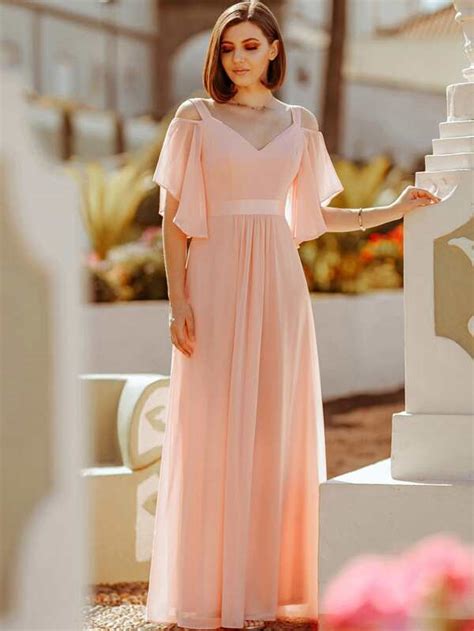 EVER PRETTY Cold Shoulder Flutter Sleeve Maxi Formal Dress SHEIN USA