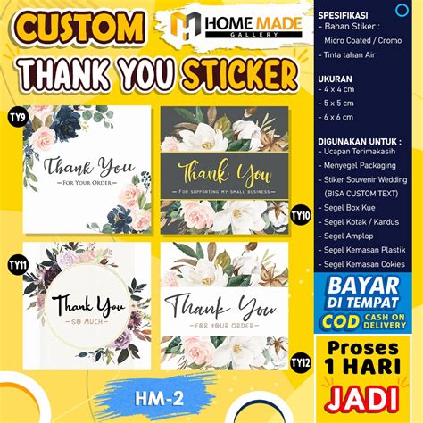 Jual Sticker Thank You For Order Stiker Label Pengiriman Terima Kasih Persegi Custom Murah Hm 2