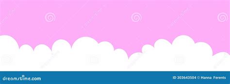 Clouds Wide Border Painted White Clouds On Pink Background Stock