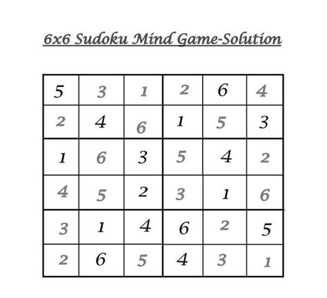 6x6 Sudoku 1 - Solution