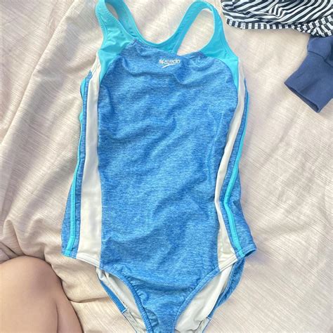 Light Blue Turquoise Speedo One Piece Swimsuit Depop