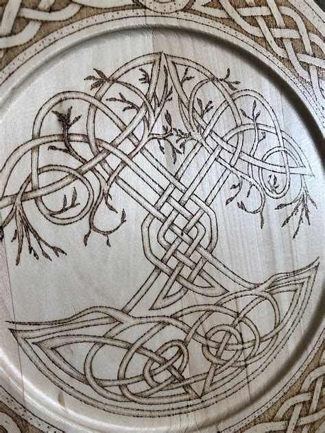 Wood Burned Tree Of Life In Wood Burning Art Celtic Celtic Designs