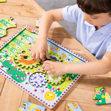 Melissa And Doug Animal Chase I Spy Wooden Gear Puzzle