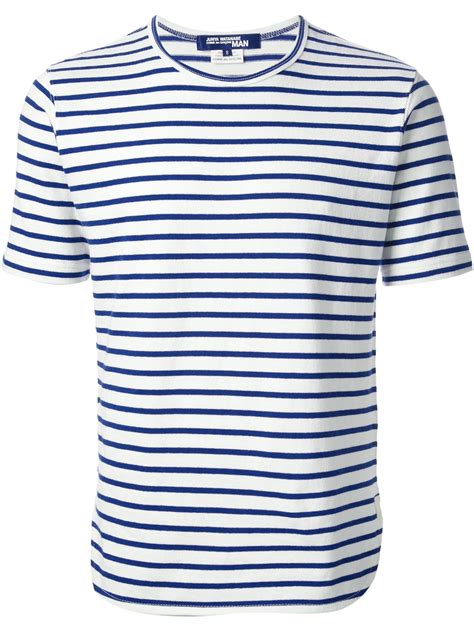 Junya Watanabe Striped T-Shirt in White (Blue) for Men - Lyst