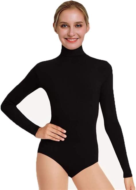 Yomosa Womens Black Leotard Turtleneck For Ballet Dance Adults Long