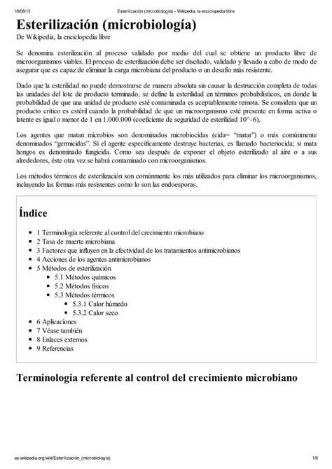 Pdf Esterilizaci N Microbiolog A Wikipedia La Enciclopedia Libre