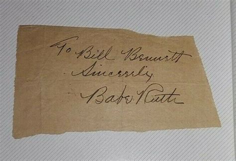 Babe Ruth Autographed Signed Ny Yankees HOF Cut JSA Loa Autograph