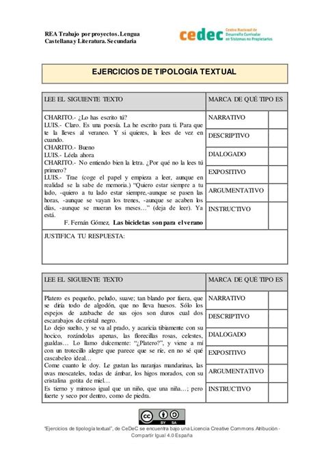 Ejercicios De Tipología Textual