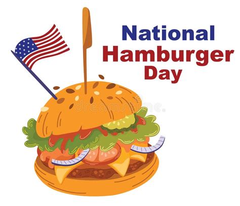 National Hamburger Day Illustration Cartoon Burger Fresh Meat Burger